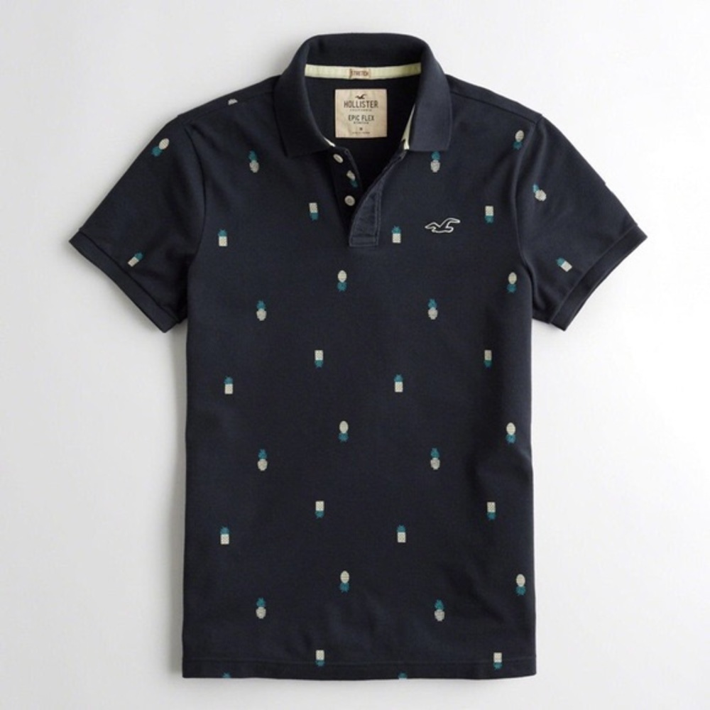 New Hollister Co.Pique Pattered Pineapple Polo SZ S